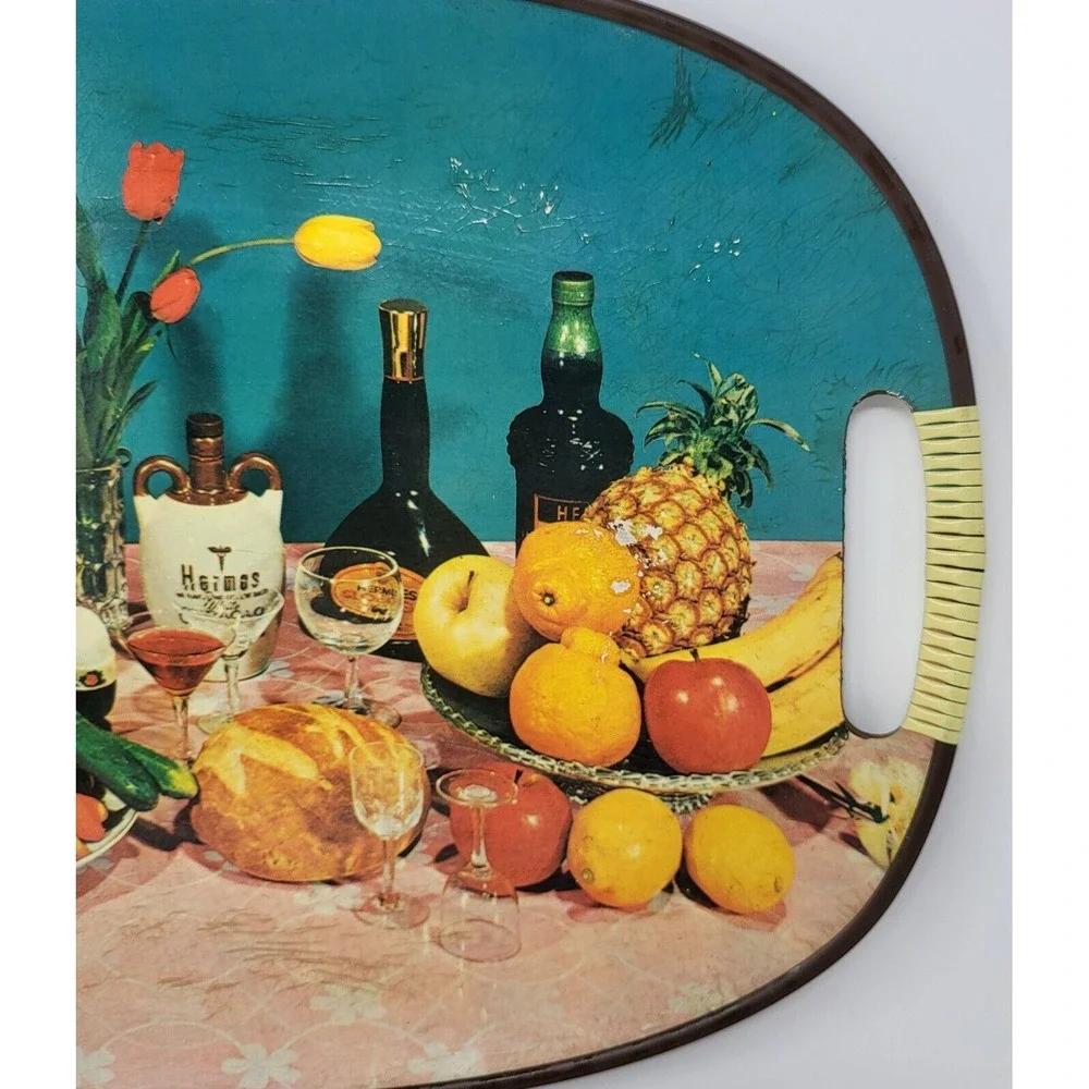 VTG MCM Fiberglass Serving Tray Whimsical Picnic Kitschy Salem Cigarettes